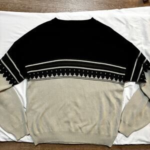 Nordic Knit Wool Blend Meister Colorblock Geometric Sweater - Mens Large / XL